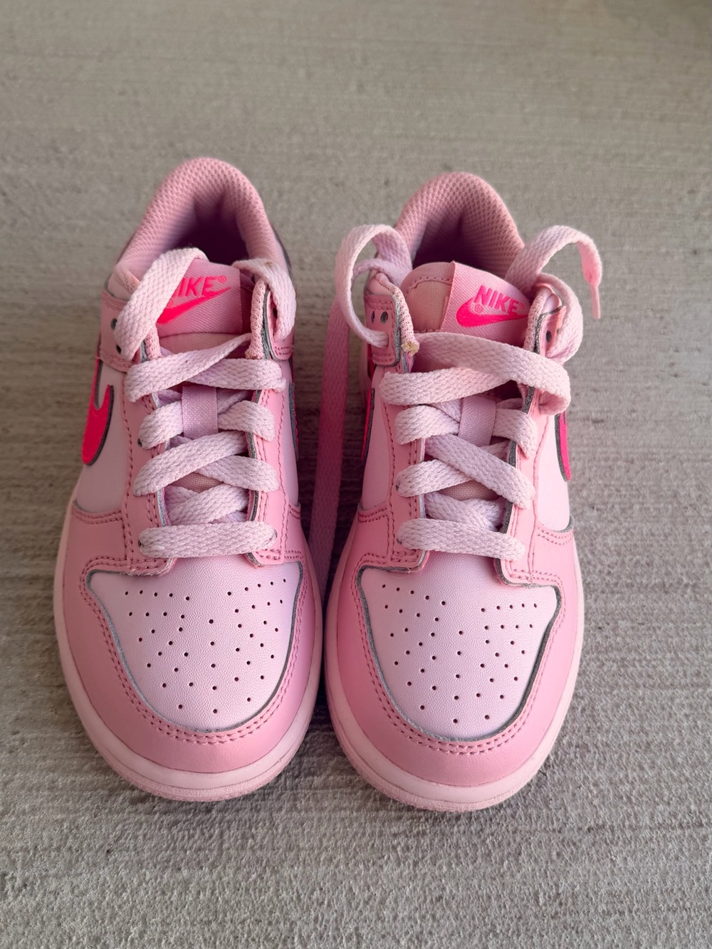 Nike Girls' Pink Low-Top Dunk with Hot Pink Swoosh